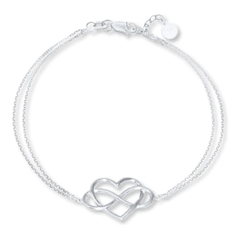 Infinity Heart Sterling Silver Bracelet 7"