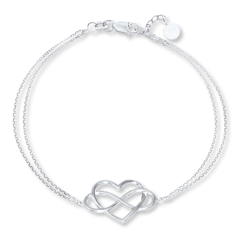 Main Image 1 of Infinity Heart Sterling Silver Bracelet 7&quot;