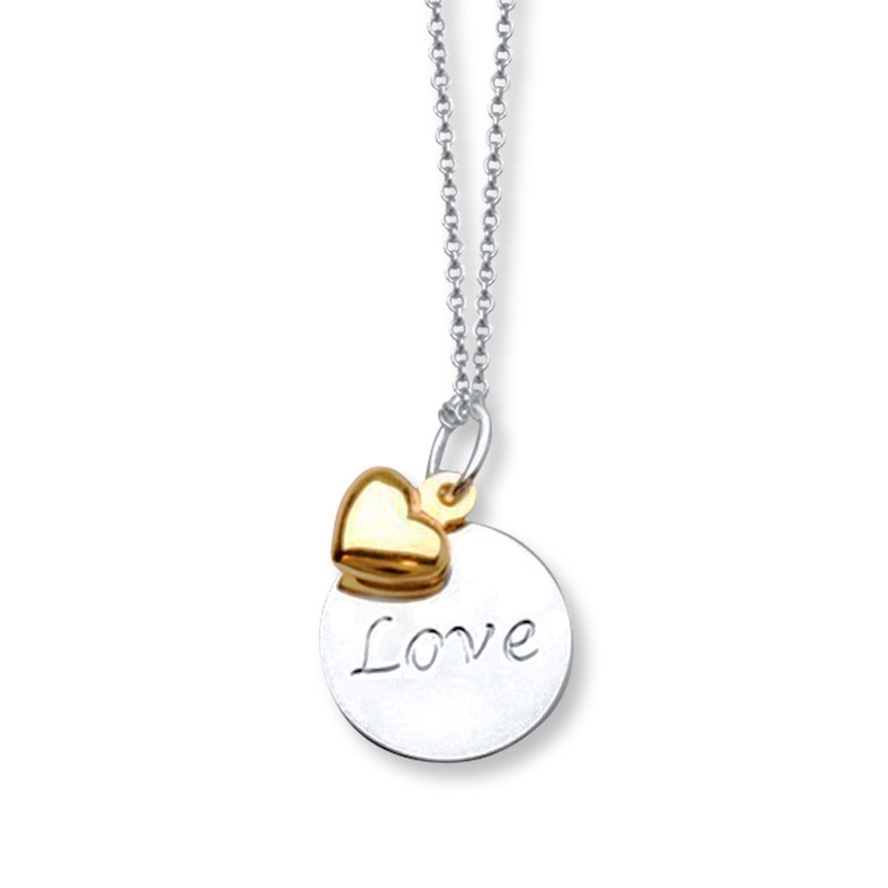 Main Image 1 of Love Necklace Sterling Silver & 14K Yellow Gold