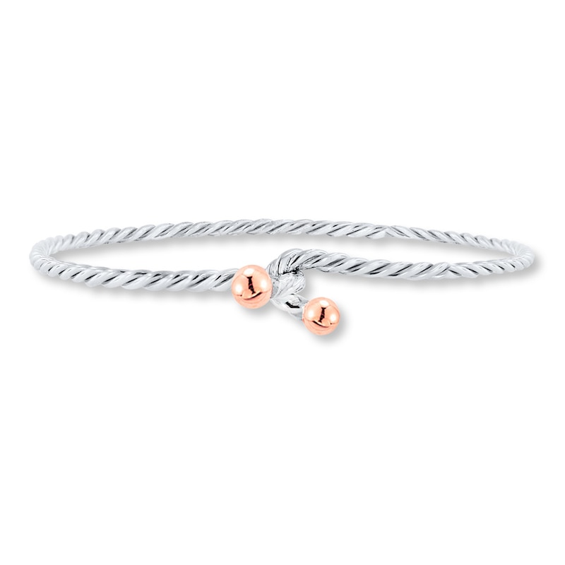 Main Image 1 of Bangle Bracelet Sterling Silver & 14K Rose Gold