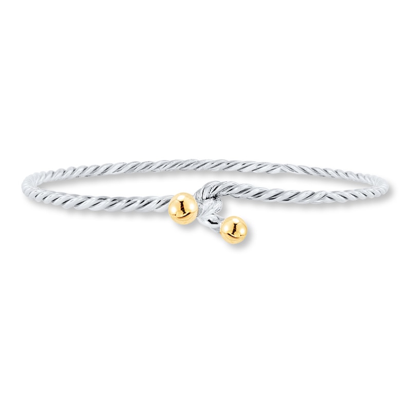 Main Image 1 of Bangle Bracelet Sterling Silver & 14K Yellow Gold