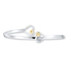 Heart Bangle Cuff Bracelet Sterling Silver/14K Gold