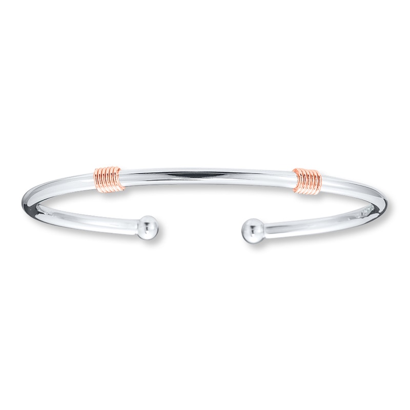 Main Image 1 of Bangle Bracelet Sterling Silver & 14K Rose Gold