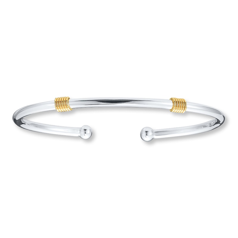 Main Image 1 of Bangle Bracelet Sterling Silver &14K Yellow Gold