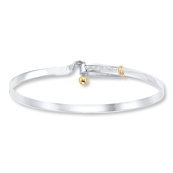 Kay Bangle Bracelet Sterling Silver 14K Yellow Gold