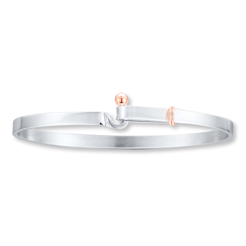 Bangle Bracelet Sterling Silver & 14K Rose Gold