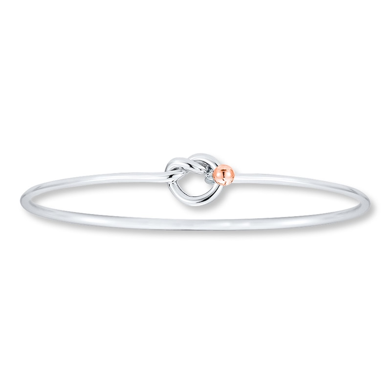 Main Image 1 of Bangle Knot Bracelet Sterling Silver & 14K Rose Gold
