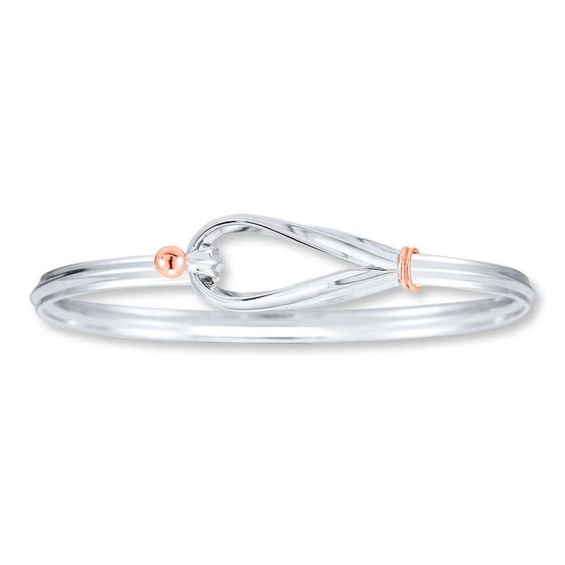Main Image 1 of Bangle Bracelet Sterling Silver & 14K Rose Gold