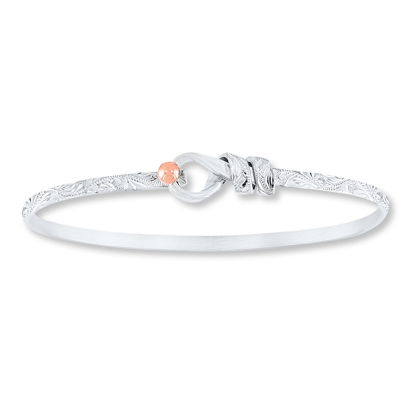 Bangle Bracelet Sterling Silver & 14K Rose Gold