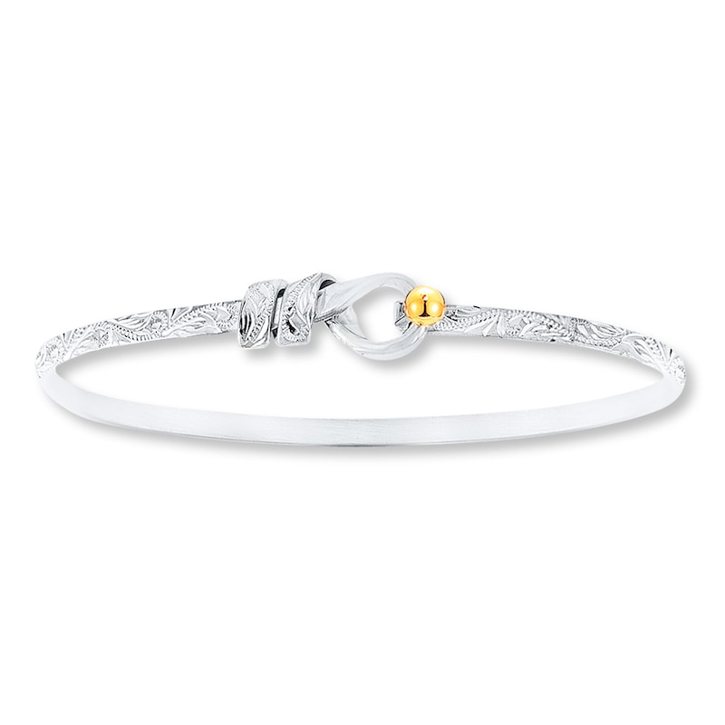 Bangle Bracelet Sterling Silver & 14K Yellow Gold