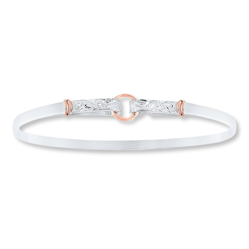 Main Image 1 of Bangle Bracelet Sterling Silver & 14K Rose Gold