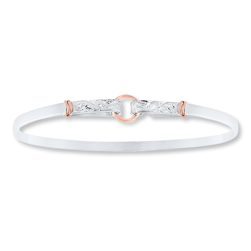 Bangle Bracelet Sterling Silver & 14K Rose Gold