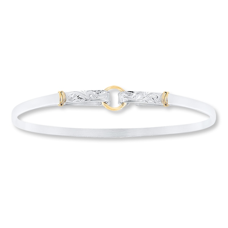 Bangle Bracelet Sterling Silver & 14K Yellow Gold