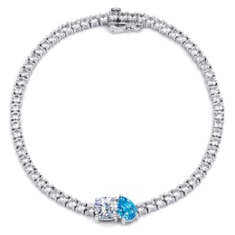 Sterling Silver Toi et Moi Birthstone Tennis Bracelet (2 Stones)