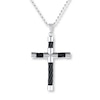 Thumbnail Image 0 of Men's Cross Necklace Stainless Steel Black Cable