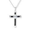 Thumbnail Image 1 of Men's Cross Necklace Stainless Steel Black Cable