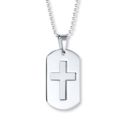 Men's Cross Necklace Stainless Steel 22"
