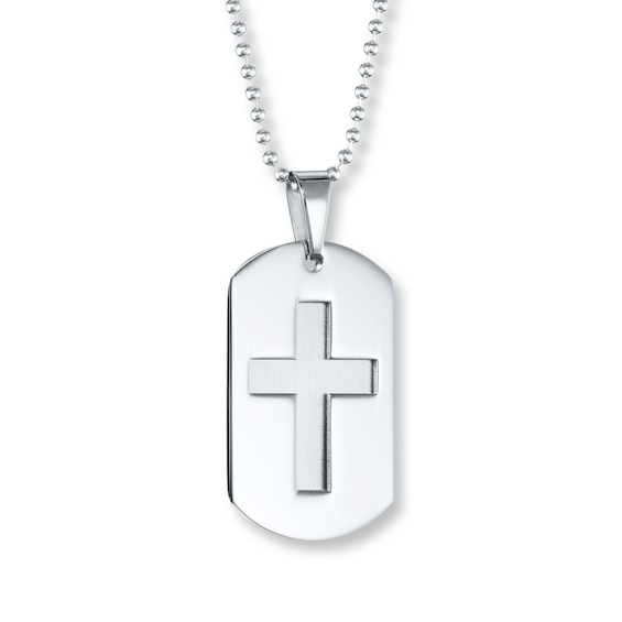 Men's Cross Necklace Stainless Steel 22"