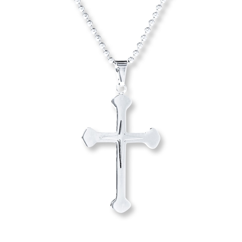 Main Image 1 of Men's Cross Necklace Stainless Steel 22&quot;