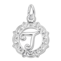 Letter T Charm Sterling Silver