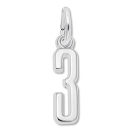 Number 3 Charm Sterling Silver