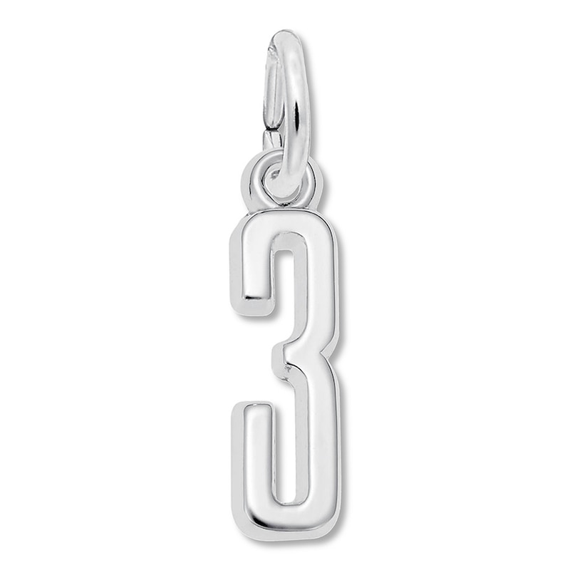 Main Image 1 of Number 3 Charm Sterling Silver