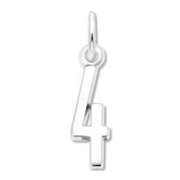 Number 4 Charm Sterling Silver
