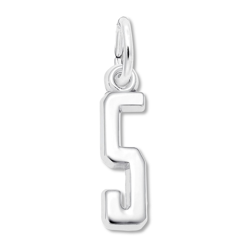 Number 5 Charm Sterling Silver