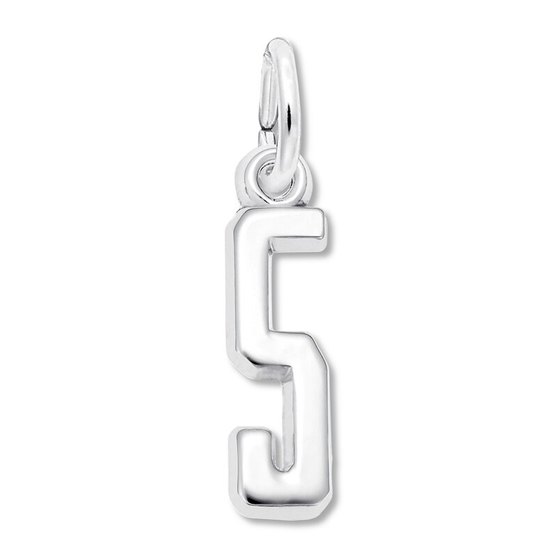 Main Image 1 of Number 5 Charm Sterling Silver