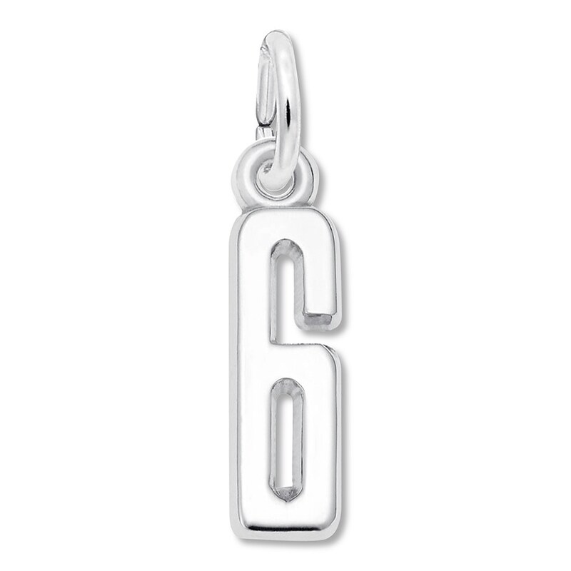 Main Image 1 of Number 6 Charm Sterling Silver