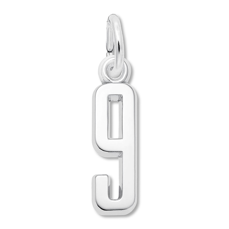 Main Image 1 of Number 9 Charm Sterling Silver