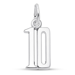 Number 10 Charm Sterling Silver