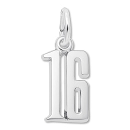 Number 16 Charm Sterling Silver