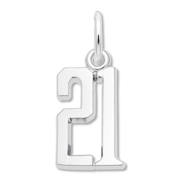 Number 21 Charm Sterling Silver