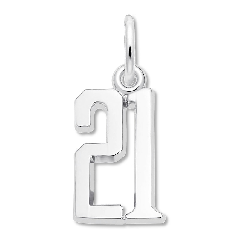 Main Image 1 of Number 21 Charm Sterling Silver