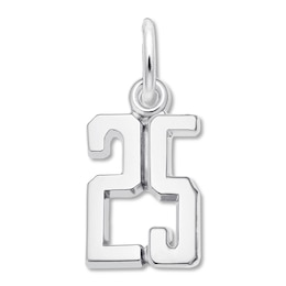 Number 25 Charm Sterling Silver