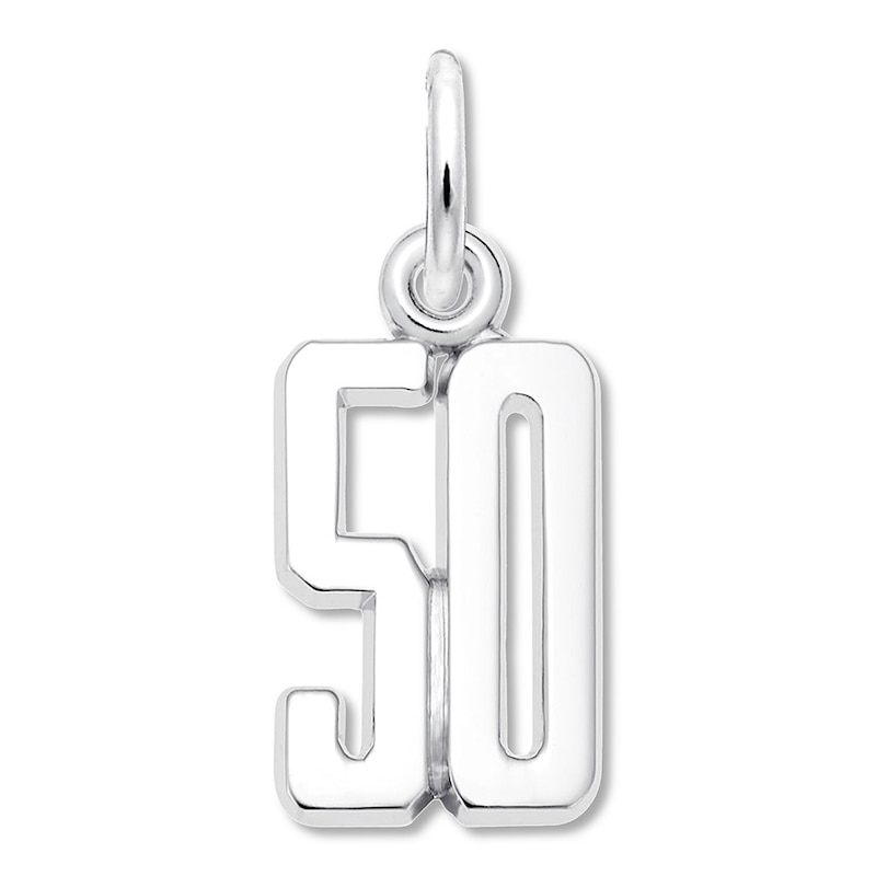 Main Image 1 of Number 50 Charm Sterling Silver