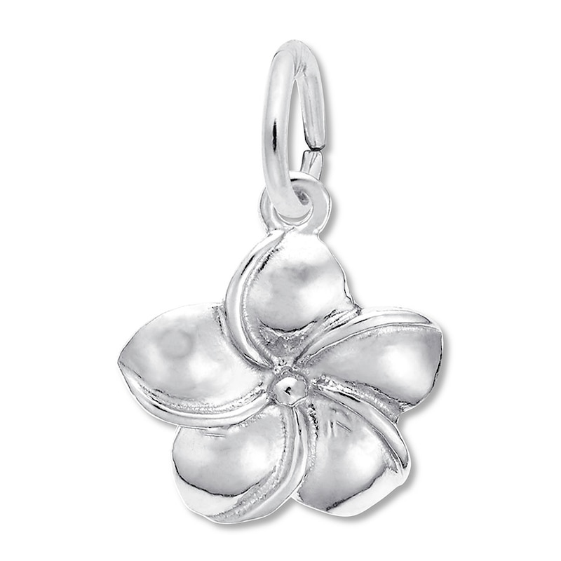 Main Image 1 of Plumeria Flower Charm Sterling Silver