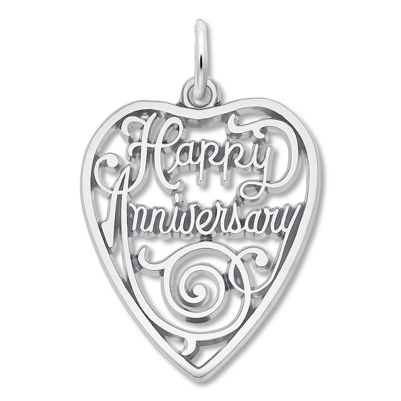 Main Image 1 of Happy Anniversary Heart Charm Sterling Silver