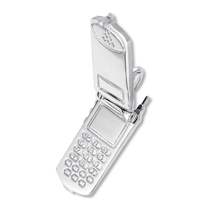 Flip Phone Charm Sterling Silver