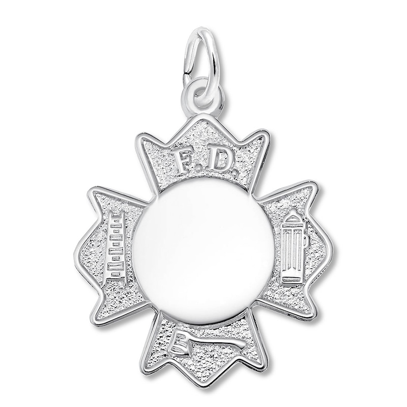 Main Image 1 of Fire Badge Charm Sterling Silver