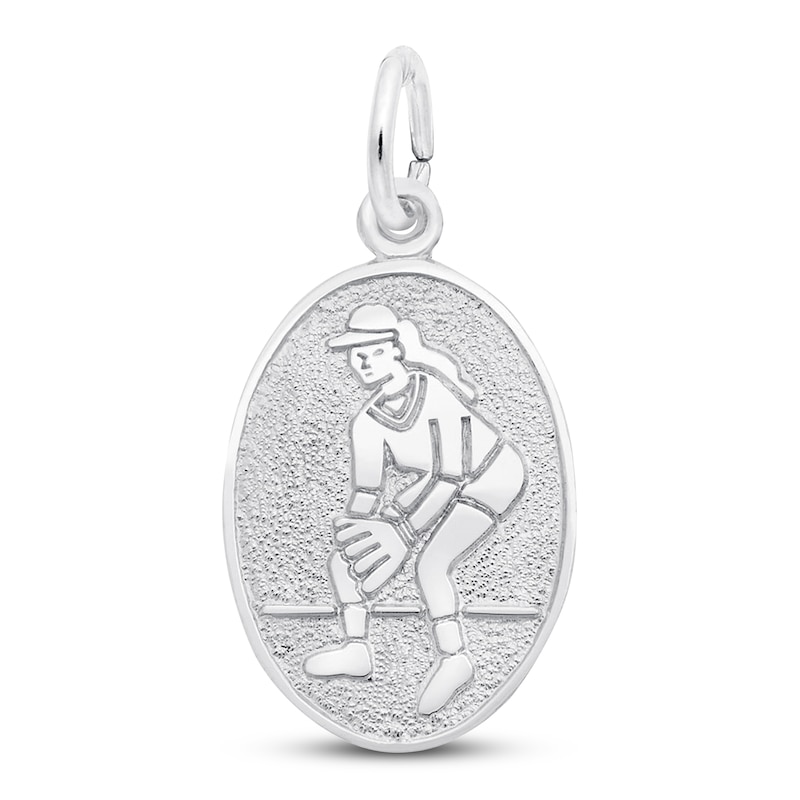 Female Softball Player Sterling Silver Charm