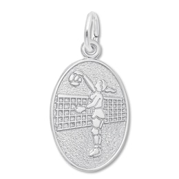 Female Volleyball Player Sterling Silver Charm
