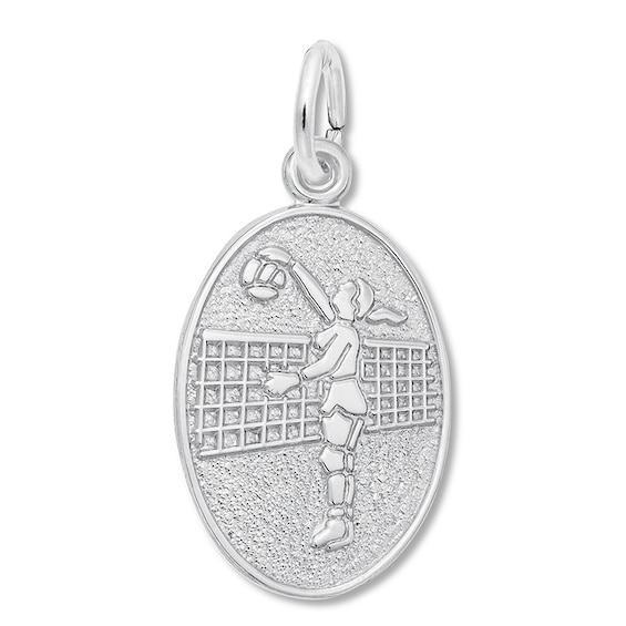 Female Volleyball Player Sterling Silver Charm