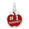 Thumbnail Image 0 of #1 Teacher Apple Charm Red Enamel Sterling Silver