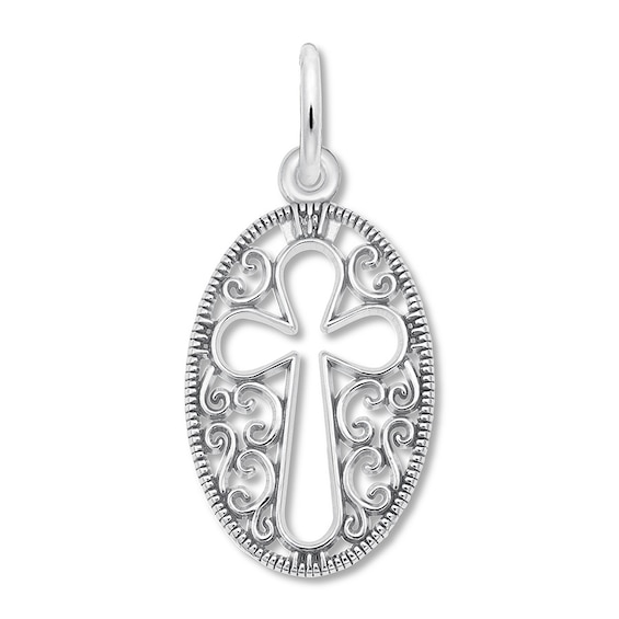 Filigree Cross Charm Sterling Silver