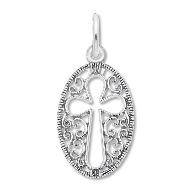 Main Image 1 of Filigree Cross Charm Sterling Silver