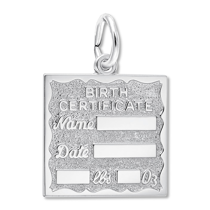Main Image 1 of Birth Certificate Sterling Silver Charm