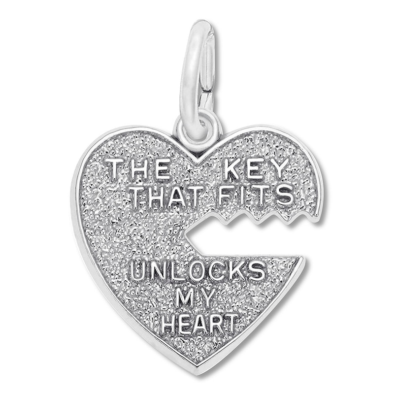 Main Image 1 of Heart & Key Charm Sterling Silver