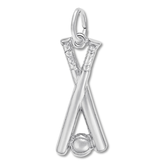 Ball & Bat Charm Sterling Silver